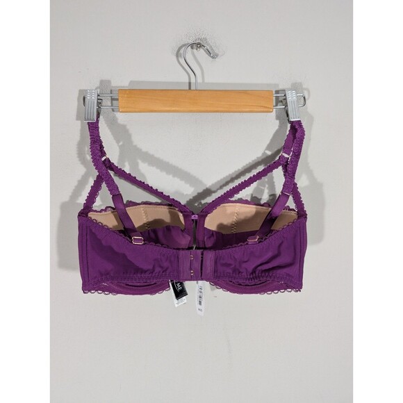 Adore Me Womens Purple Kimmy Pushup Lace Balconette Bra Sz 34DD Sexy Luxe - Picture 2 of 8